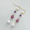 Elegant Beaded Gemstone Dangle Earrings