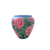 Hand painted Pot with Flower Rose Design