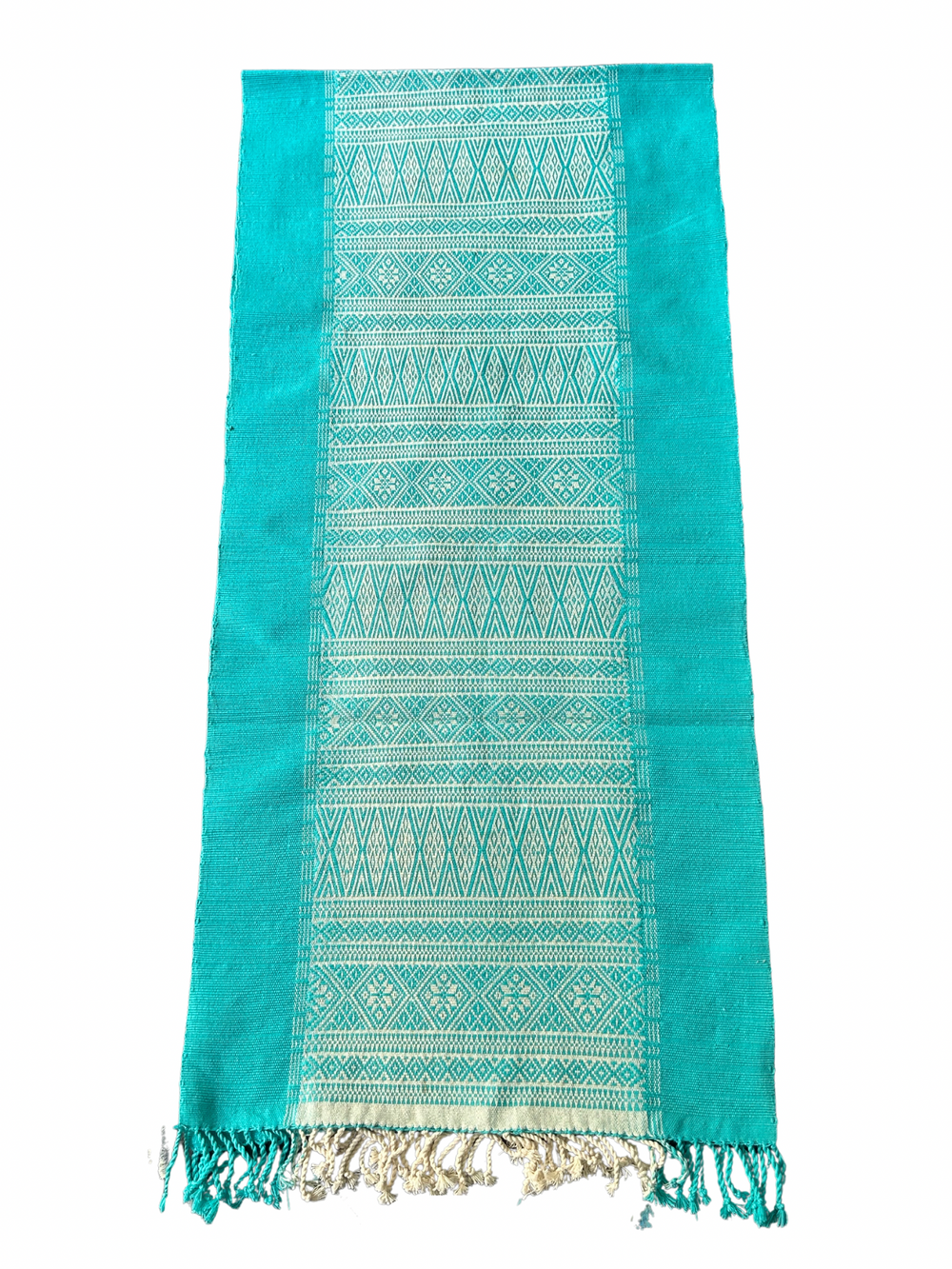 Natural Dyed Handwoven Cotton Table Runner (Wide Border)