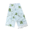 Garten: Ivory White Blue Eco Print Shawl with Natural Cotton Botanical Prints