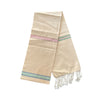 Cotton Shawl with Colorful Stripes: Cream Pink