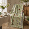 Hand Embroidered Floral Throw (Mint Green)