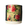 Vintage Floral Pattern Decoupage Terracotta Pot - Medium Size (Height: 8~9 inches, Width: 10~12 inches)