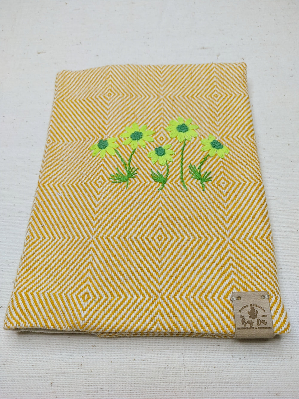 100% Cotton Book Cover with Beautiful Embroidery Flowers (Design 3)