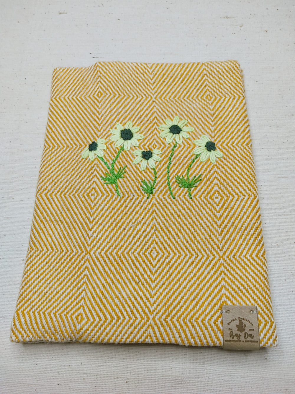 100% Cotton Book Cover with Beautiful Embroidery Flowers (Design 3)