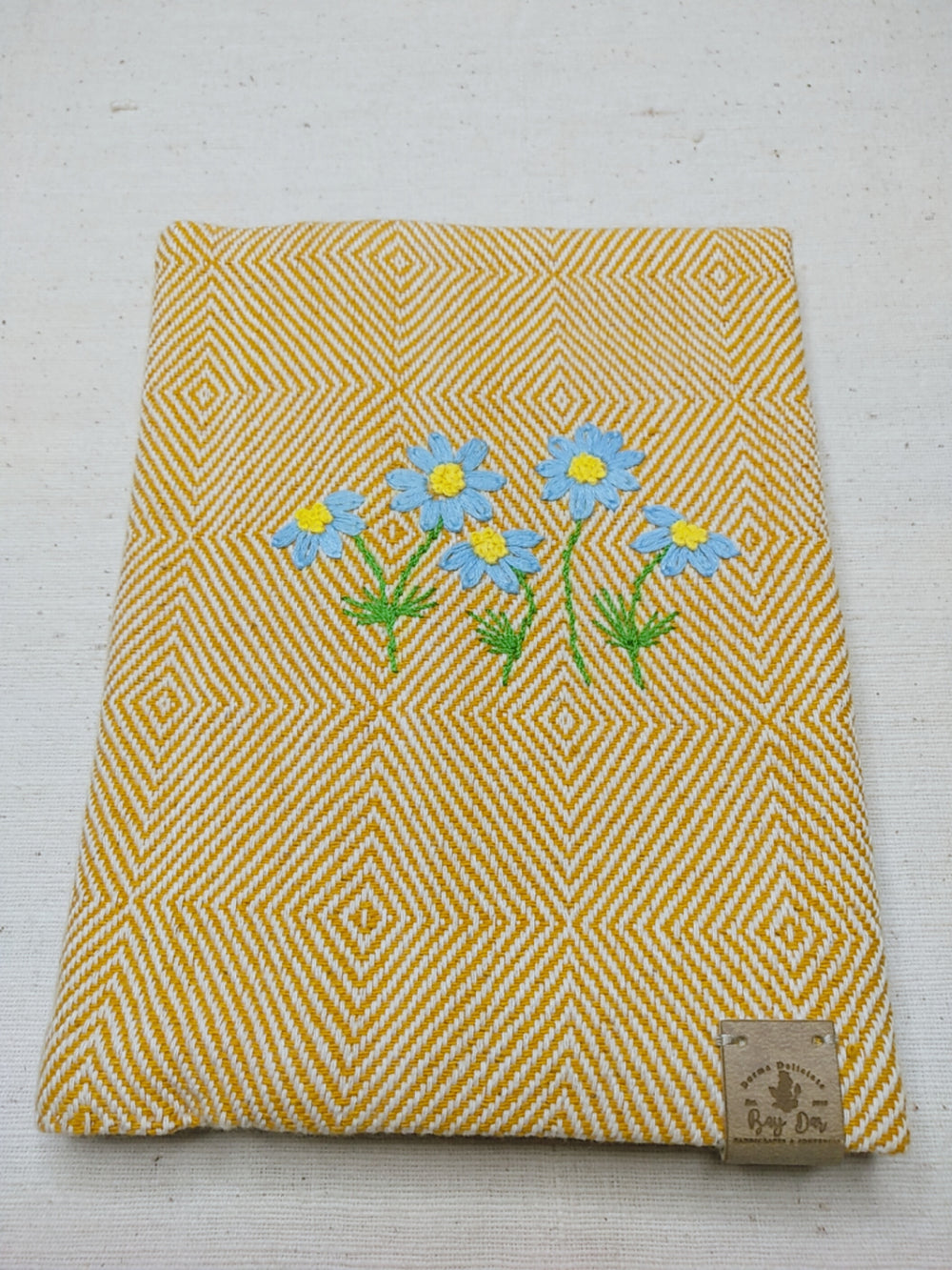 100% Cotton Book Cover with Beautiful Embroidery Flowers (Design 3)