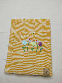 100% Cotton Book Cover with Beautiful Embroidery Flowers (Design 3)
