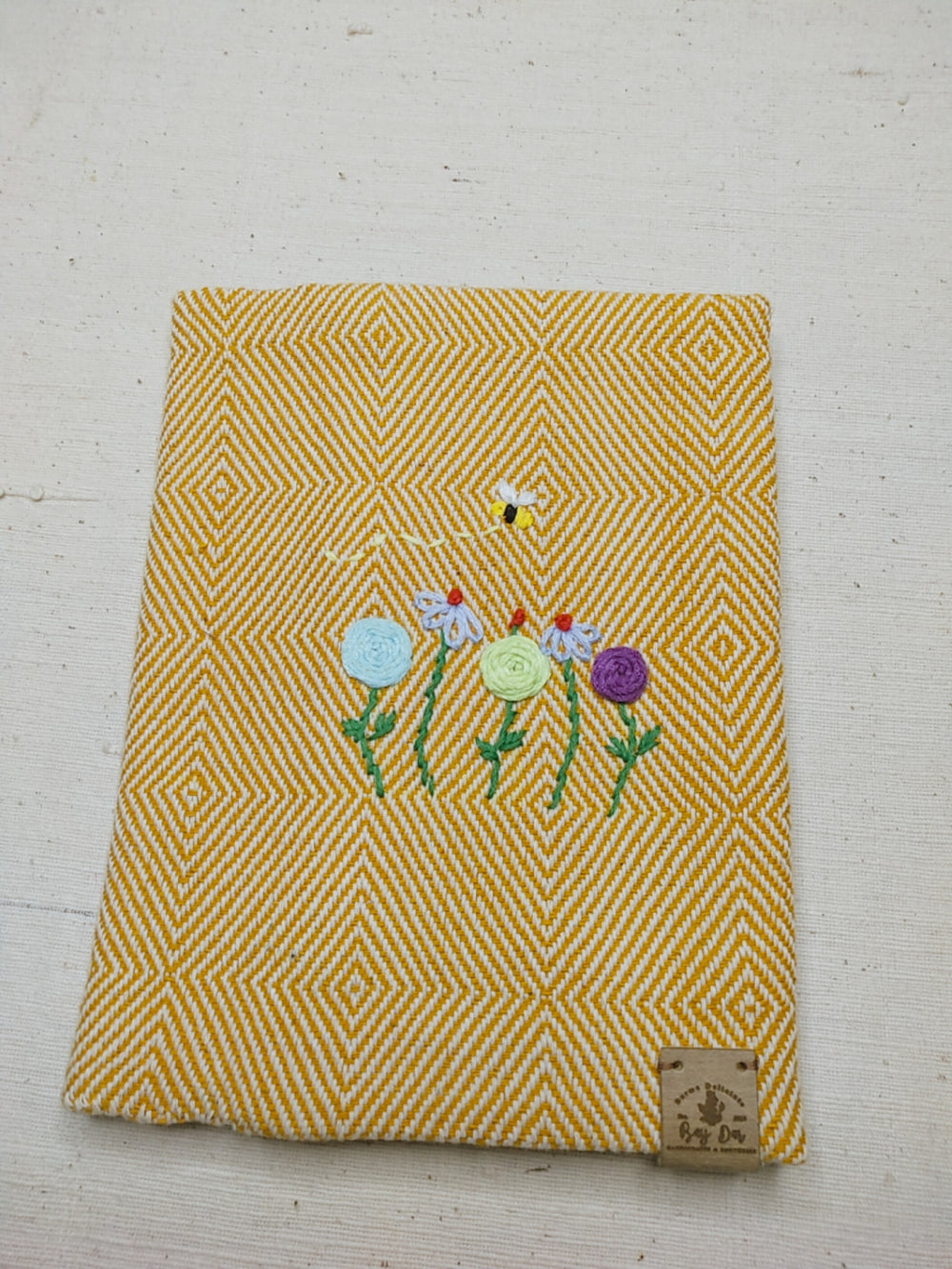 100% Cotton Book Cover with Beautiful Embroidery Flowers (Design 3)