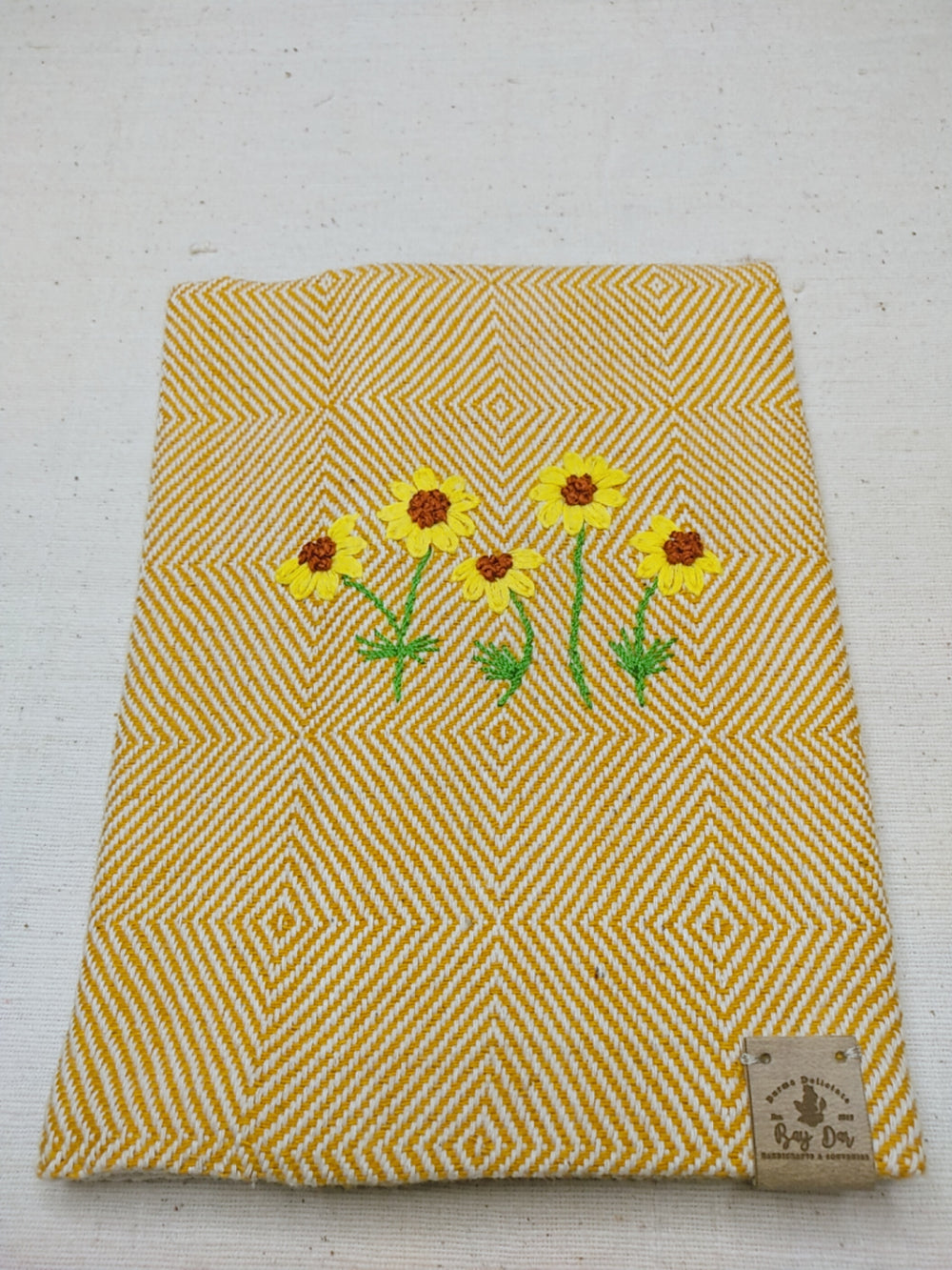 100% Cotton Book Cover with Beautiful Embroidery Flowers (Design 3)