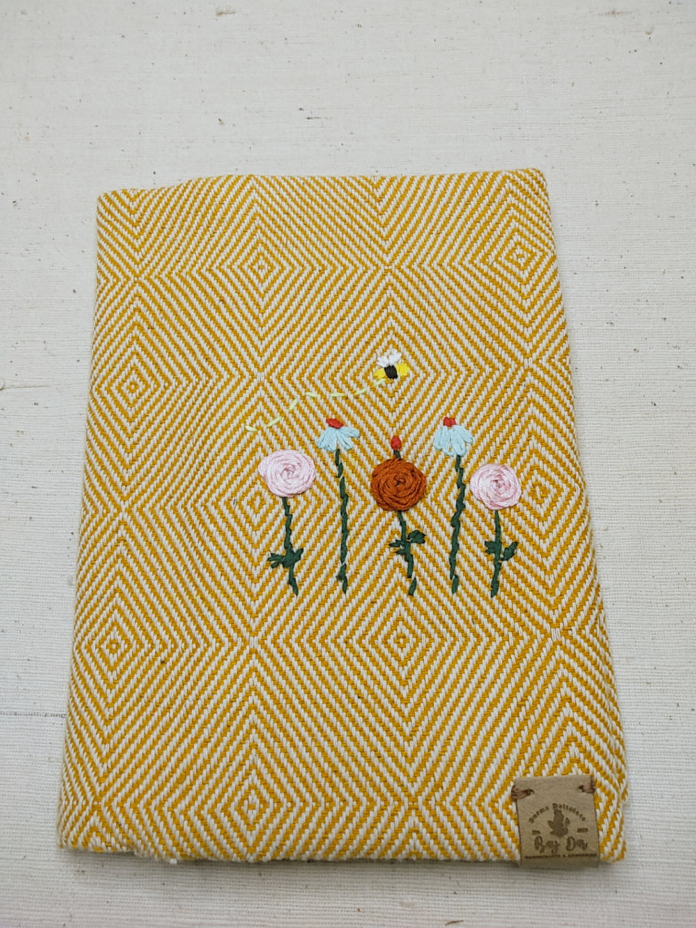 100% Cotton Book Cover with Beautiful Embroidery Flowers (Design 3)