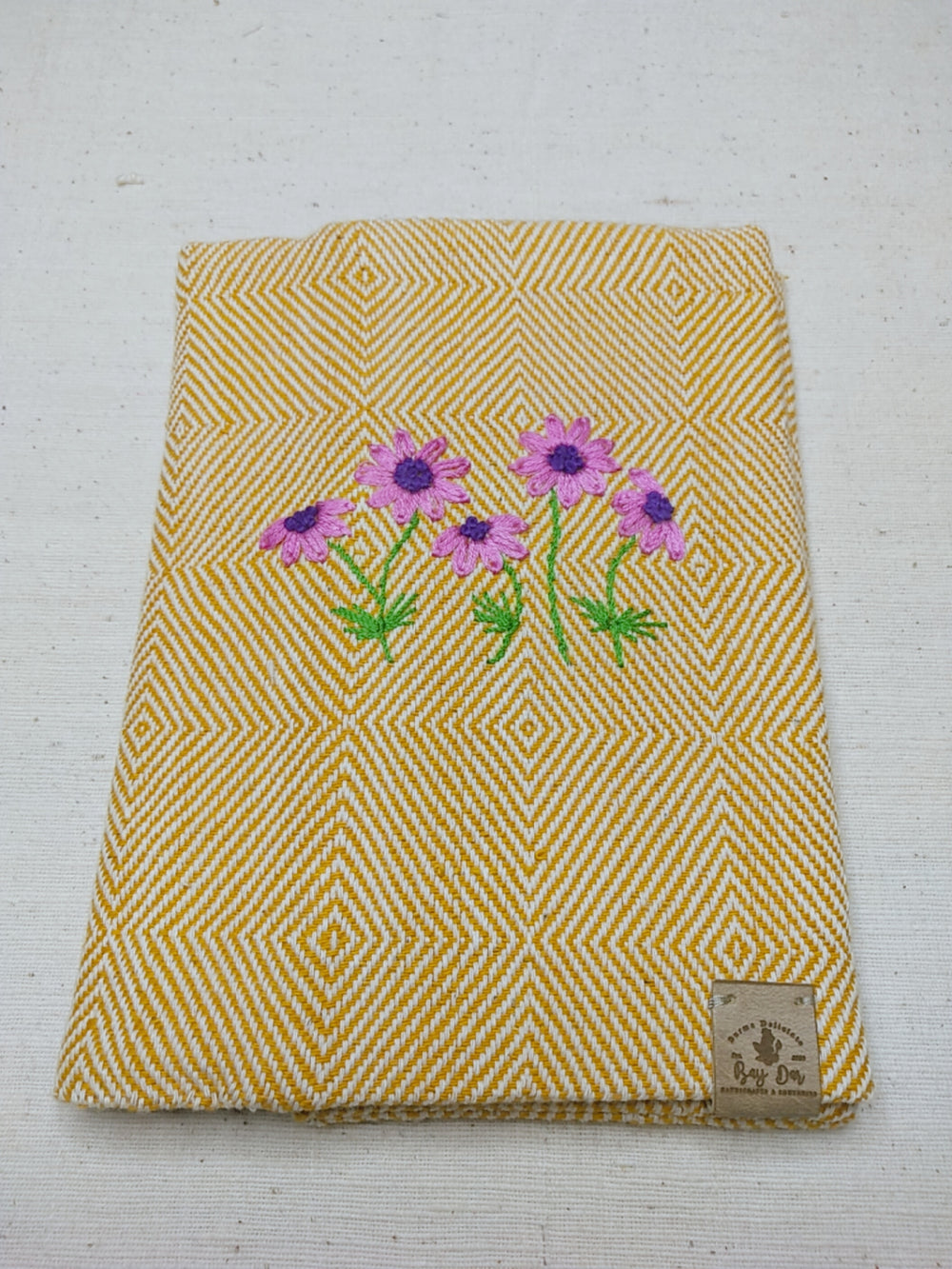 100% Cotton Book Cover with Beautiful Embroidery Flowers (Design 3)