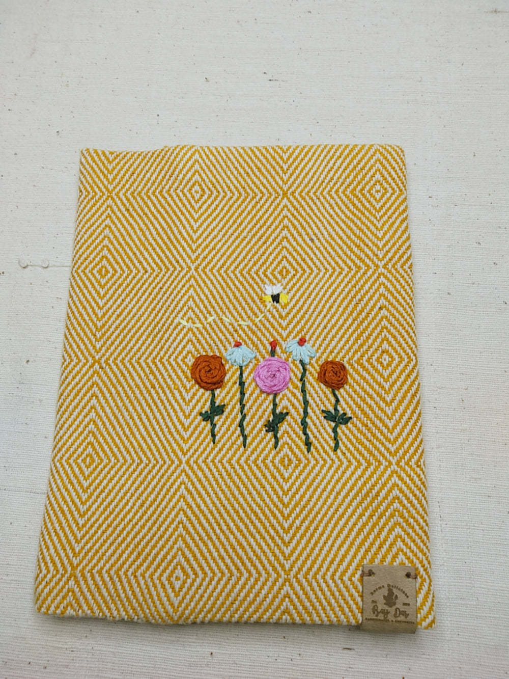 100% Cotton Book Cover with Beautiful Embroidery Flowers (Design 3)