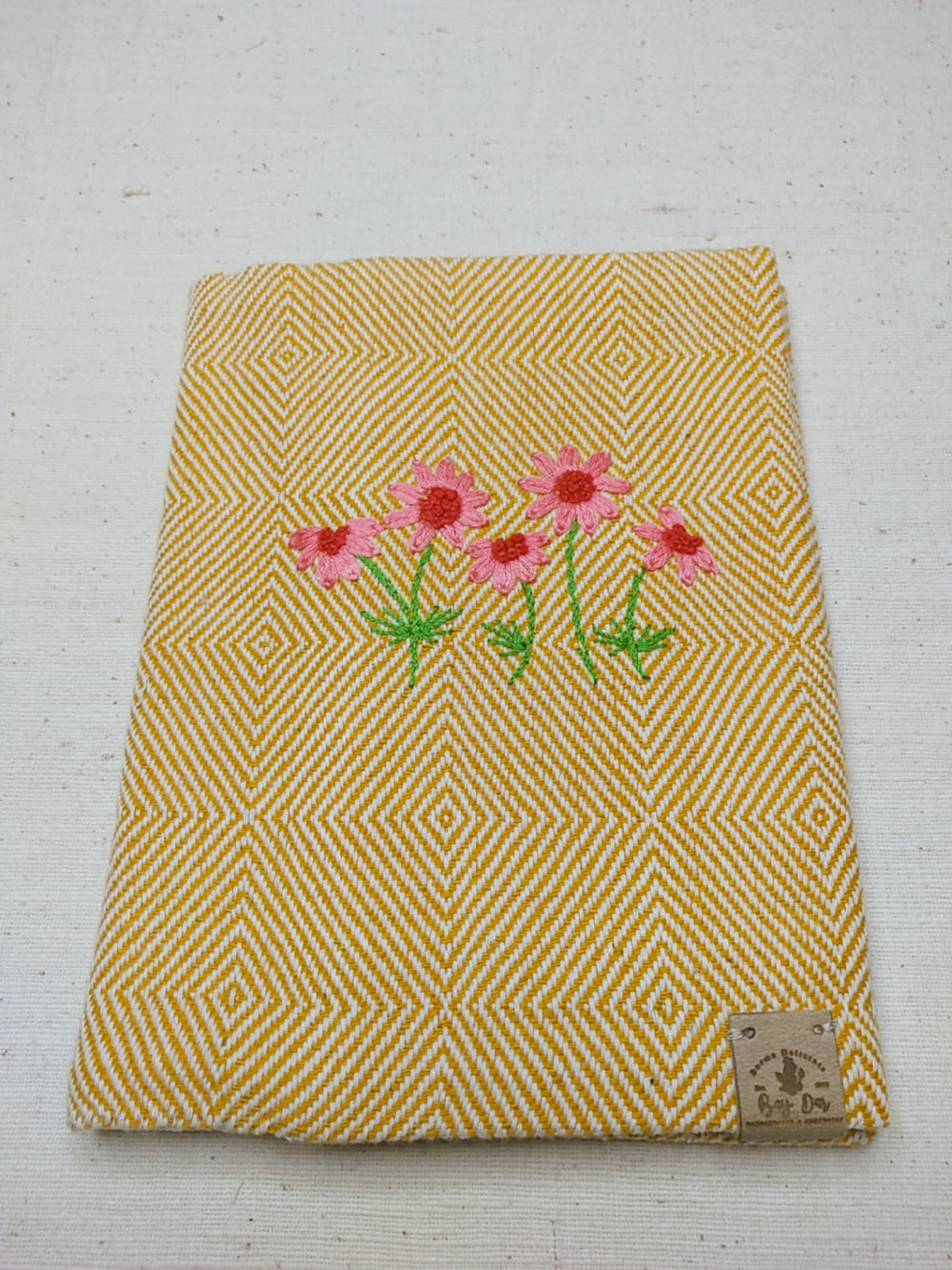 100% Cotton Book Cover with Beautiful Embroidery Flowers (Design 3)
