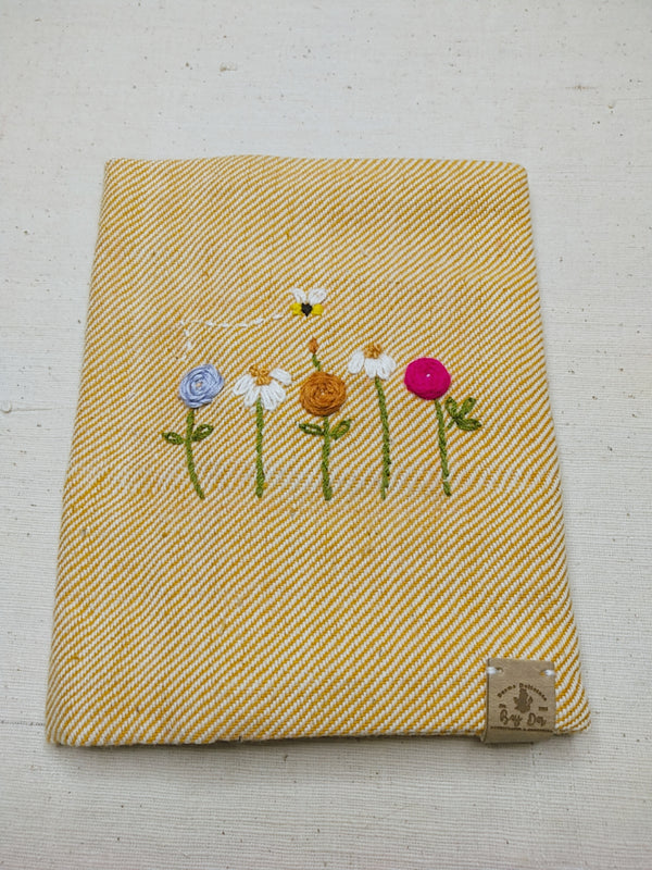 100% Cotton Book Cover with Beautiful Embroidery Flowers (Design 3)