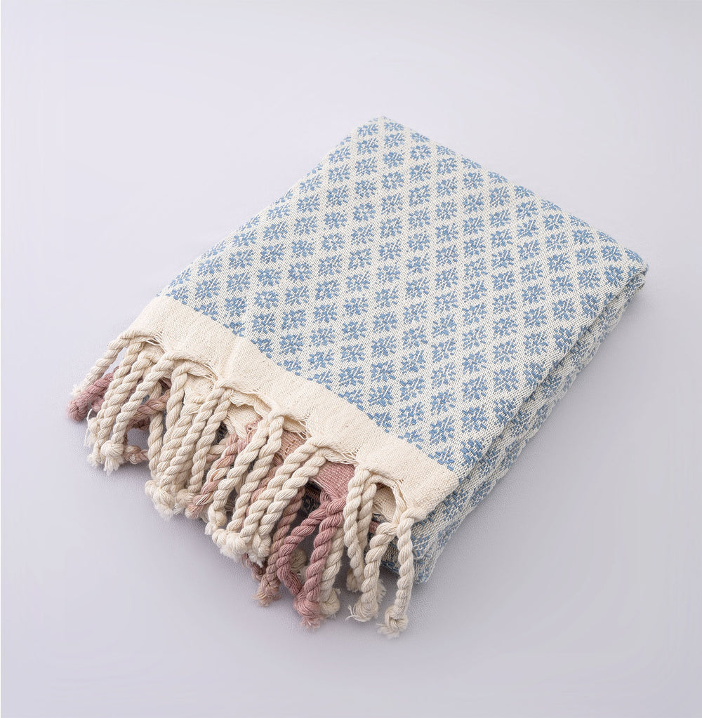 Natural Dyed Handwoven Table Runner in Royal Jasmine Pattern