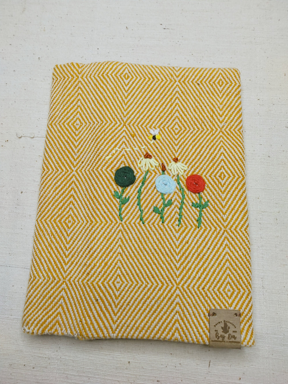 100% Cotton Book Cover with Beautiful Embroidery Flowers (Design 3)