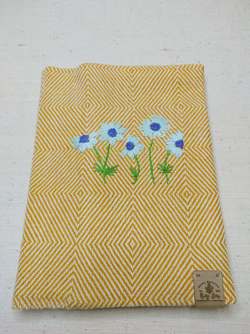 100% Cotton Book Cover with Beautiful Embroidery Flowers (Design 3)