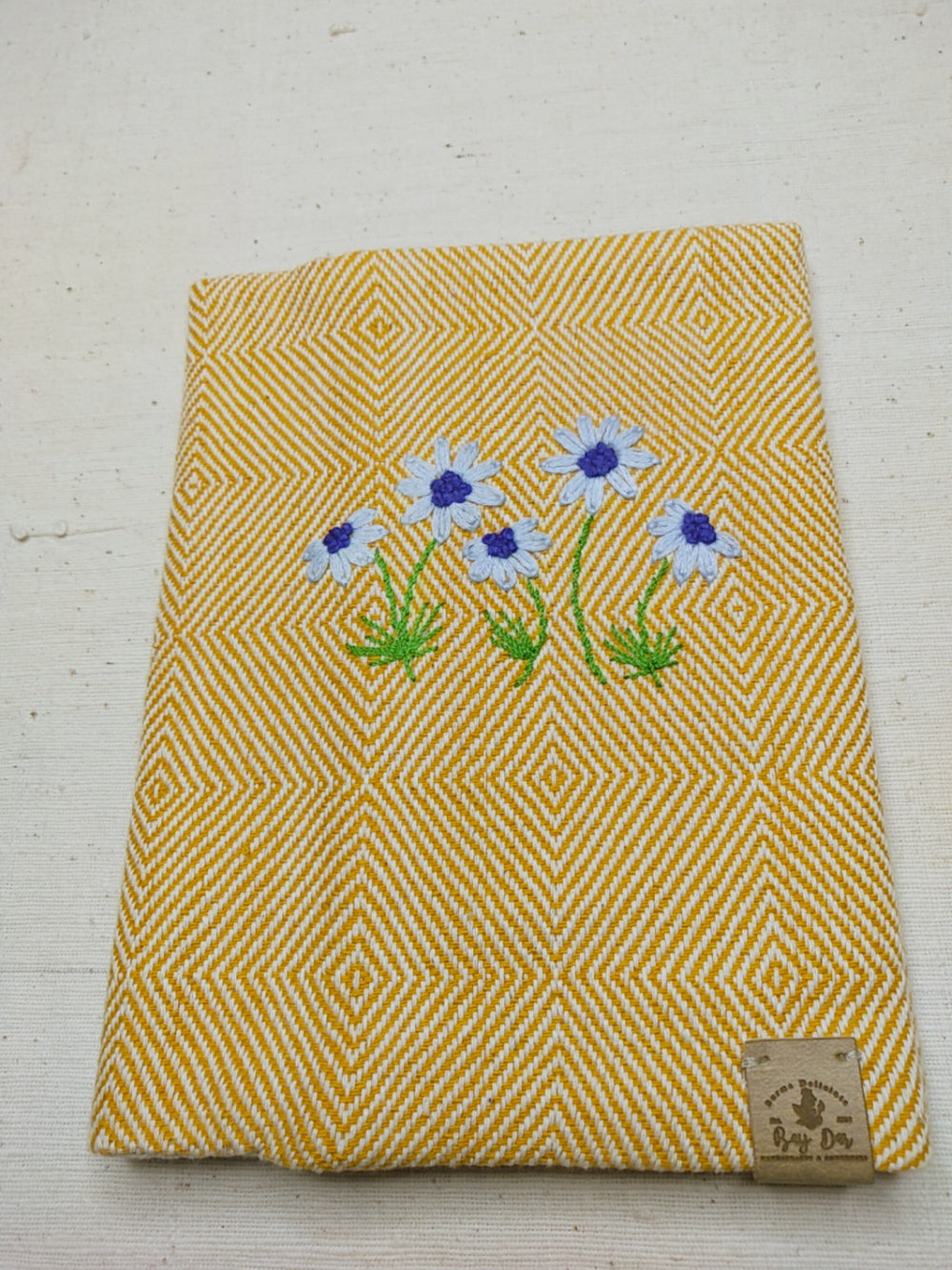 100% Cotton Book Cover with Beautiful Embroidery Flowers (Design 3)