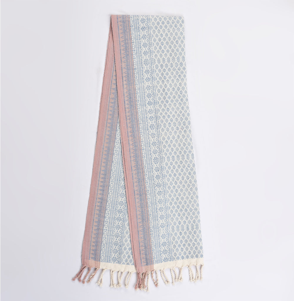 Natural Dyed Handwoven Table Runner in Royal Jasmine Pattern