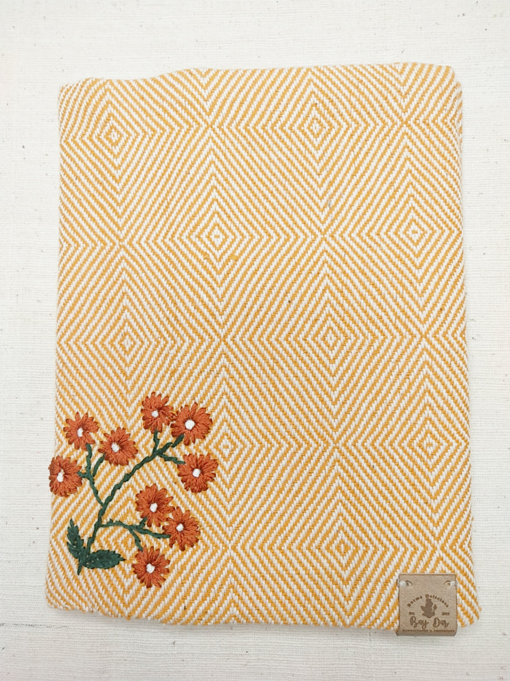 100% Cotton Book Cover with Beautiful Embroidery Flowers (Design 1)