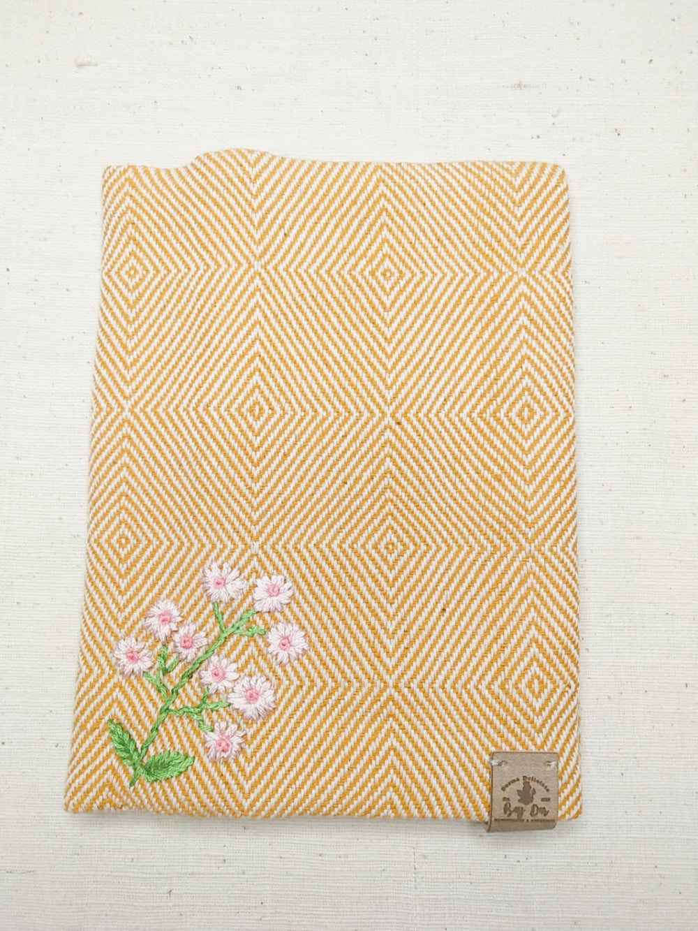 100% Cotton Book Cover with Beautiful Embroidery Flowers (Design 1)