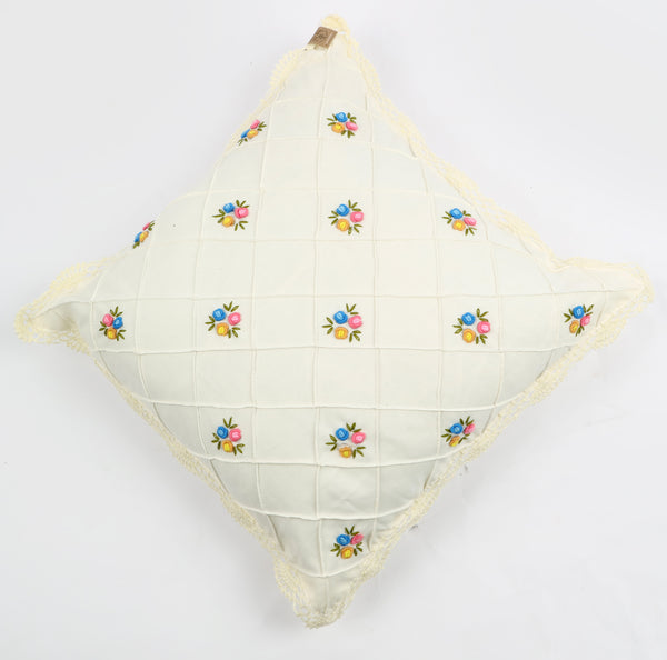 Hand Embroidery Cushion Cover with Floral Pattern