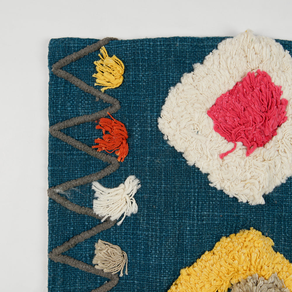 Punch Needle Embroidered Cushion Cover with Diamond Pattern