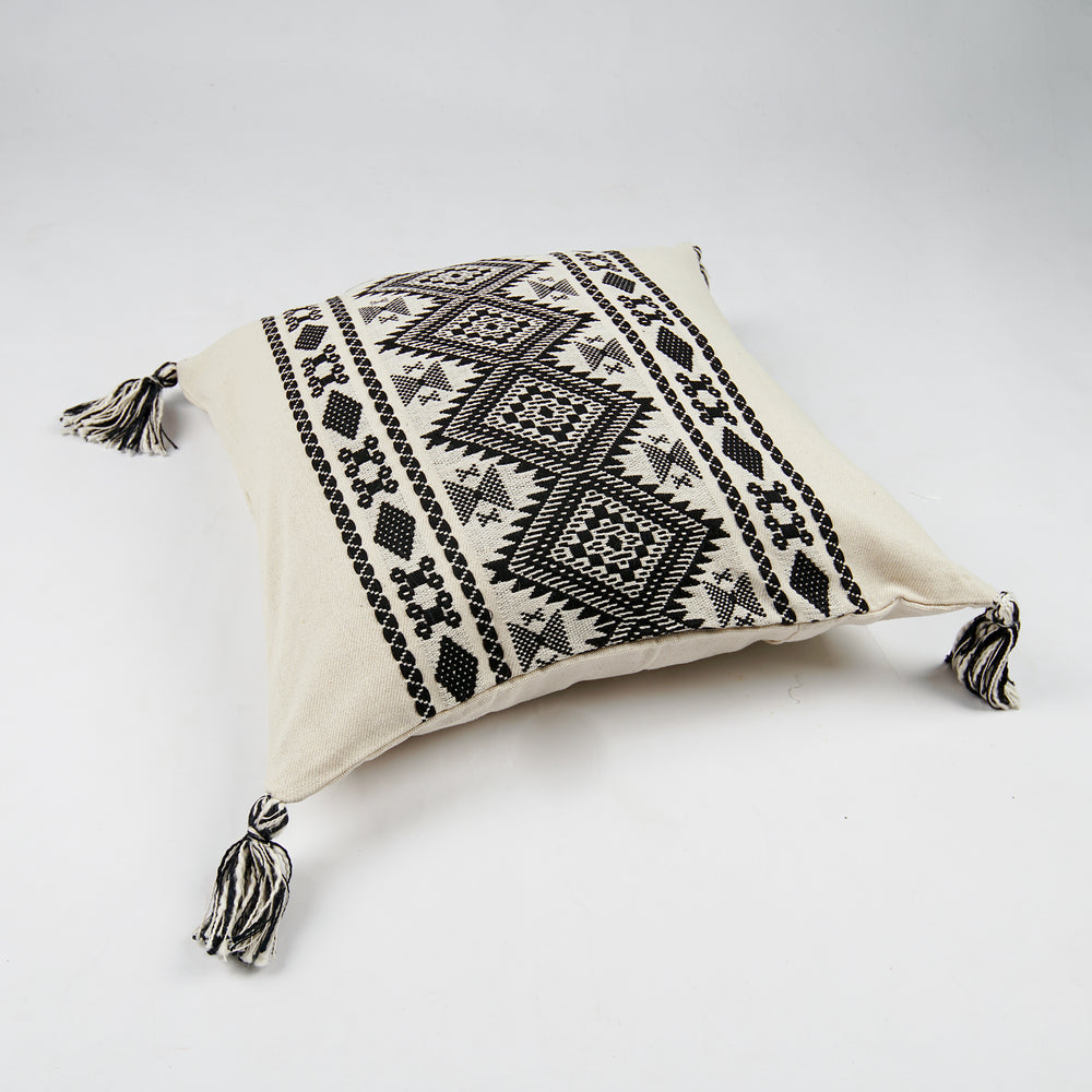 Hand Weaved Cotton Cushion Cover with Ethnic Pattern