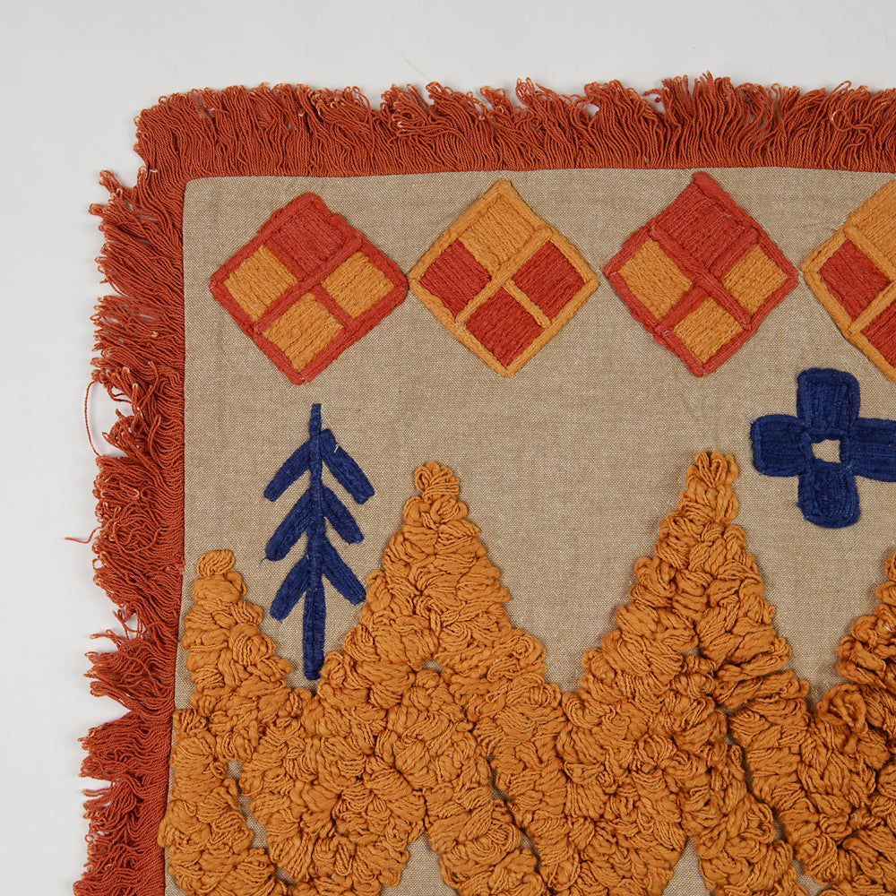 Punch Needle Embroidered  Cushion Cover with Diamond Pattern