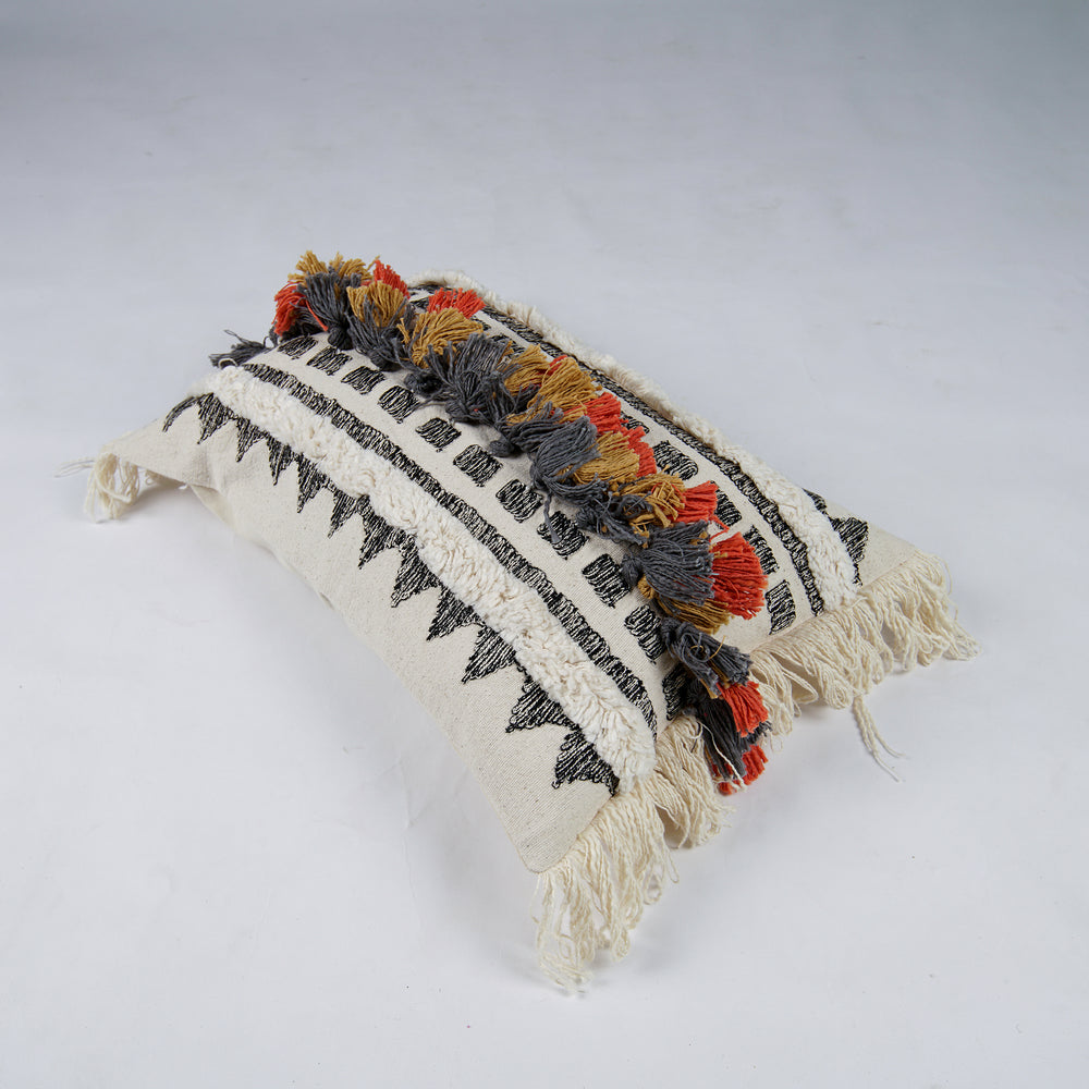 Hand Weaved Cotton Cushion Cover with Tassels
