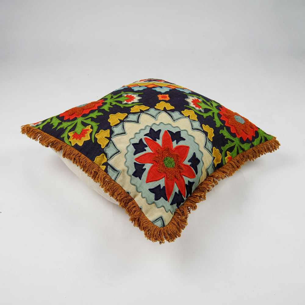 Embroidery Cushion Cover with Flower Forest Pattern