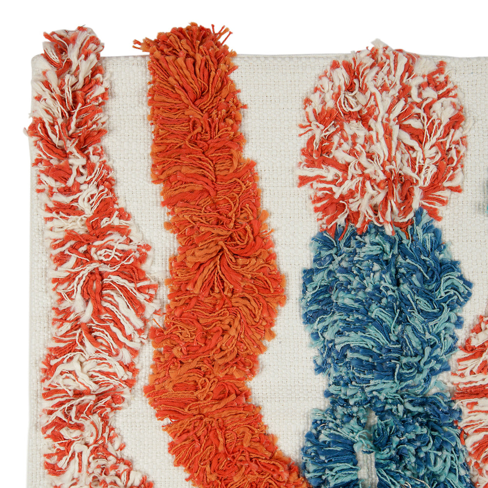 Upcycled Hand Weaved Cushion Cover with Poms Poms