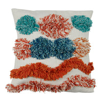 Upcycled Hand Weaved Cushion Cover with Poms Poms