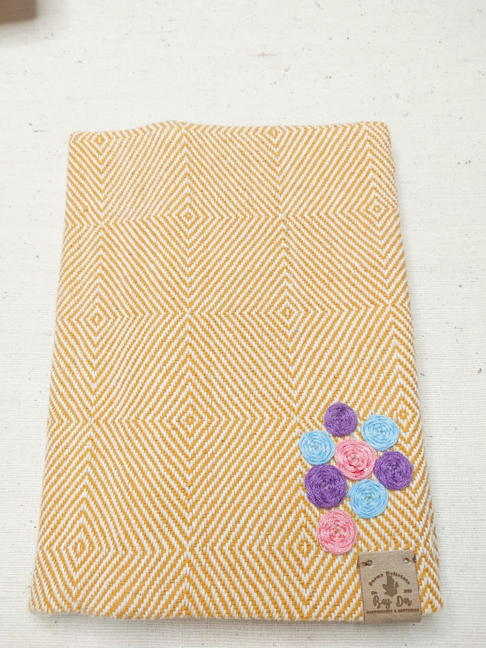 100% Cotton Book Cover with Beautiful Embroidery Flowers (Design2 )