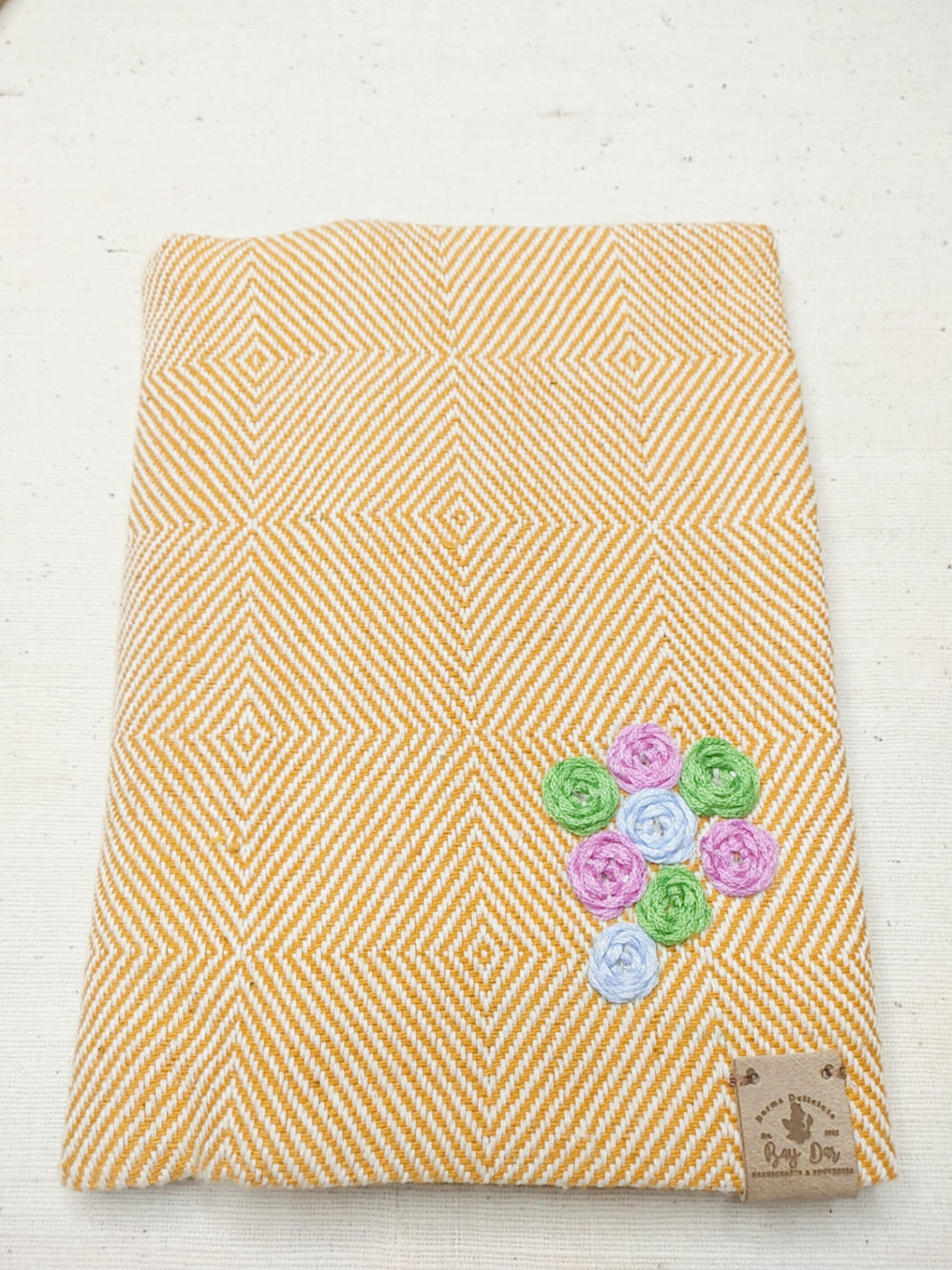 100% Cotton Book Cover with Beautiful Embroidery Flowers (Design2 )