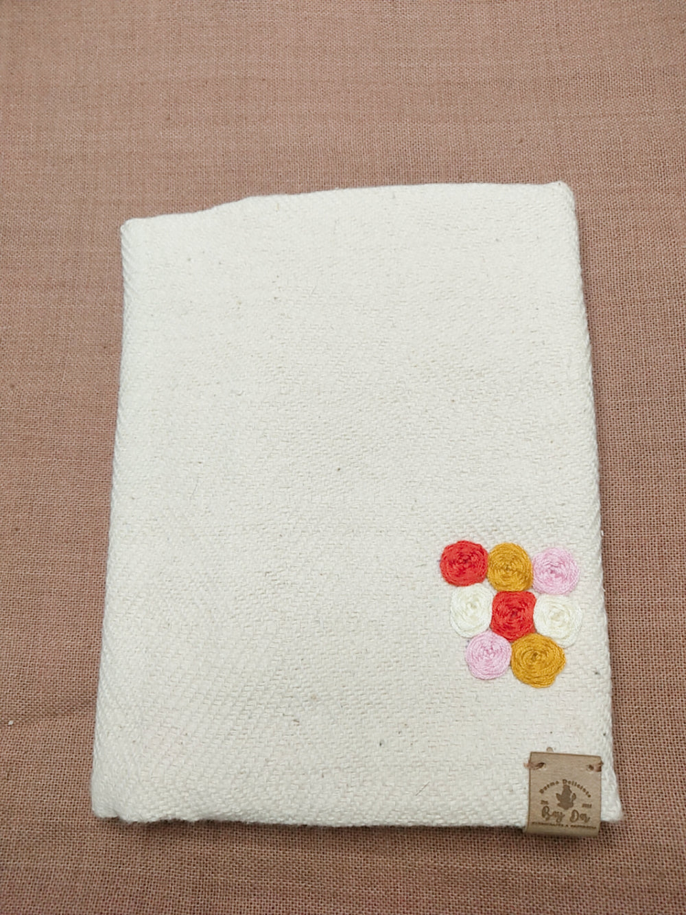 100% Cotton Book Cover with Beautiful Embroidery Flowers (Design2 )