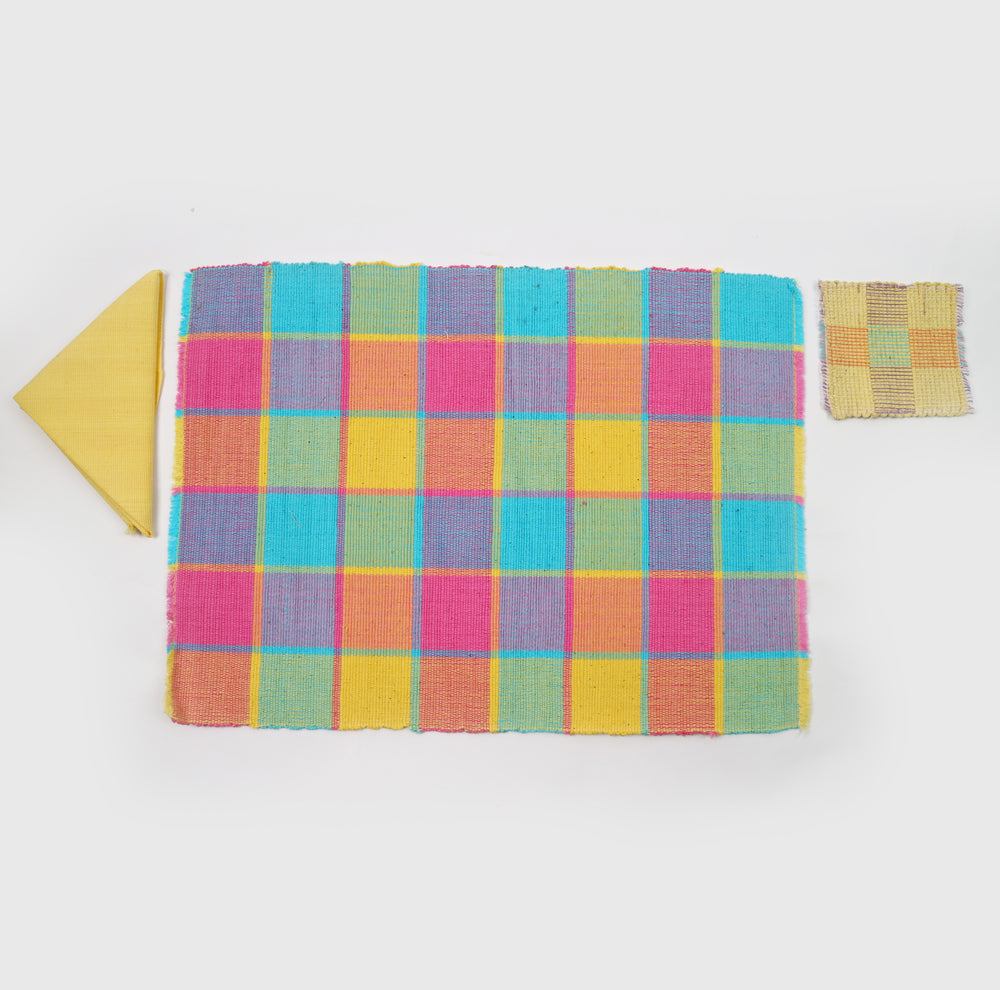 Handwoven Cotton Placemat Set in Blue (6 Sets)