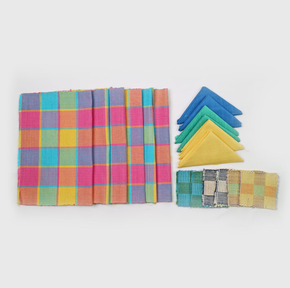 Handwoven Cotton Placemat Set in Blue (6 Sets)