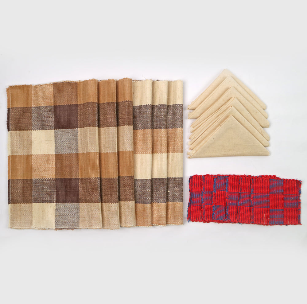 Handwoven Cotton Placemat Set in Blue (6 Sets)