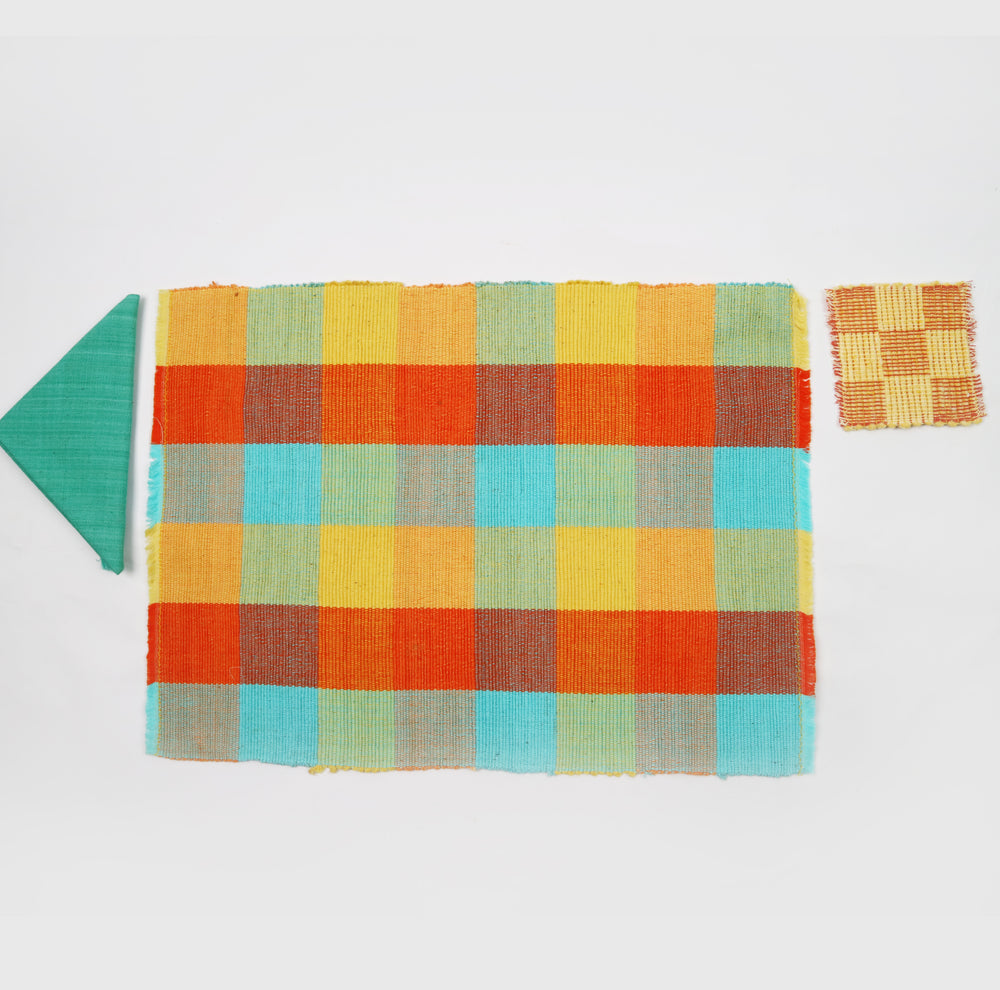 Handwoven Cotton Placemat Set in Blue (6 Sets)