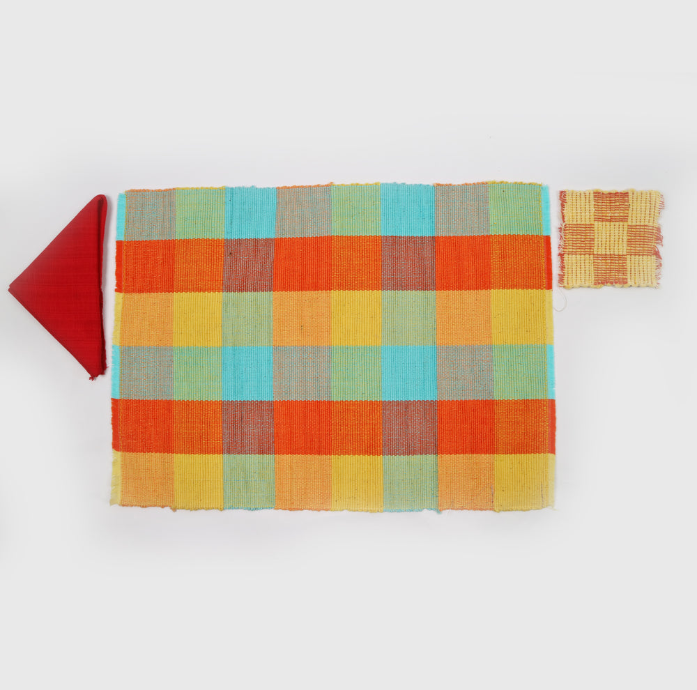 Handwoven Cotton Placemat Set in Blue (6 Sets)