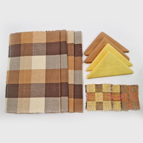 Handwoven Cotton Placemat Set in Brown (4 Sets)