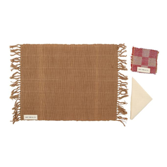 Handwoven Cotton Placemat Set in Dark Brown (4 Sets)