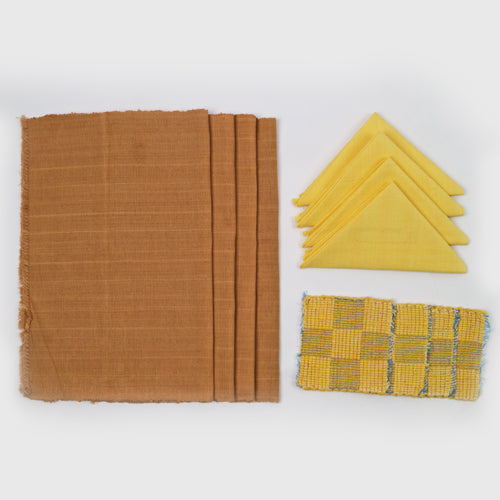 Handwoven Cotton Placemat Set in Brown (4 Sets)