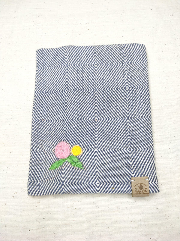 100% Cotton Book Cover with Beautiful Embroidery Flowers (Design 1)