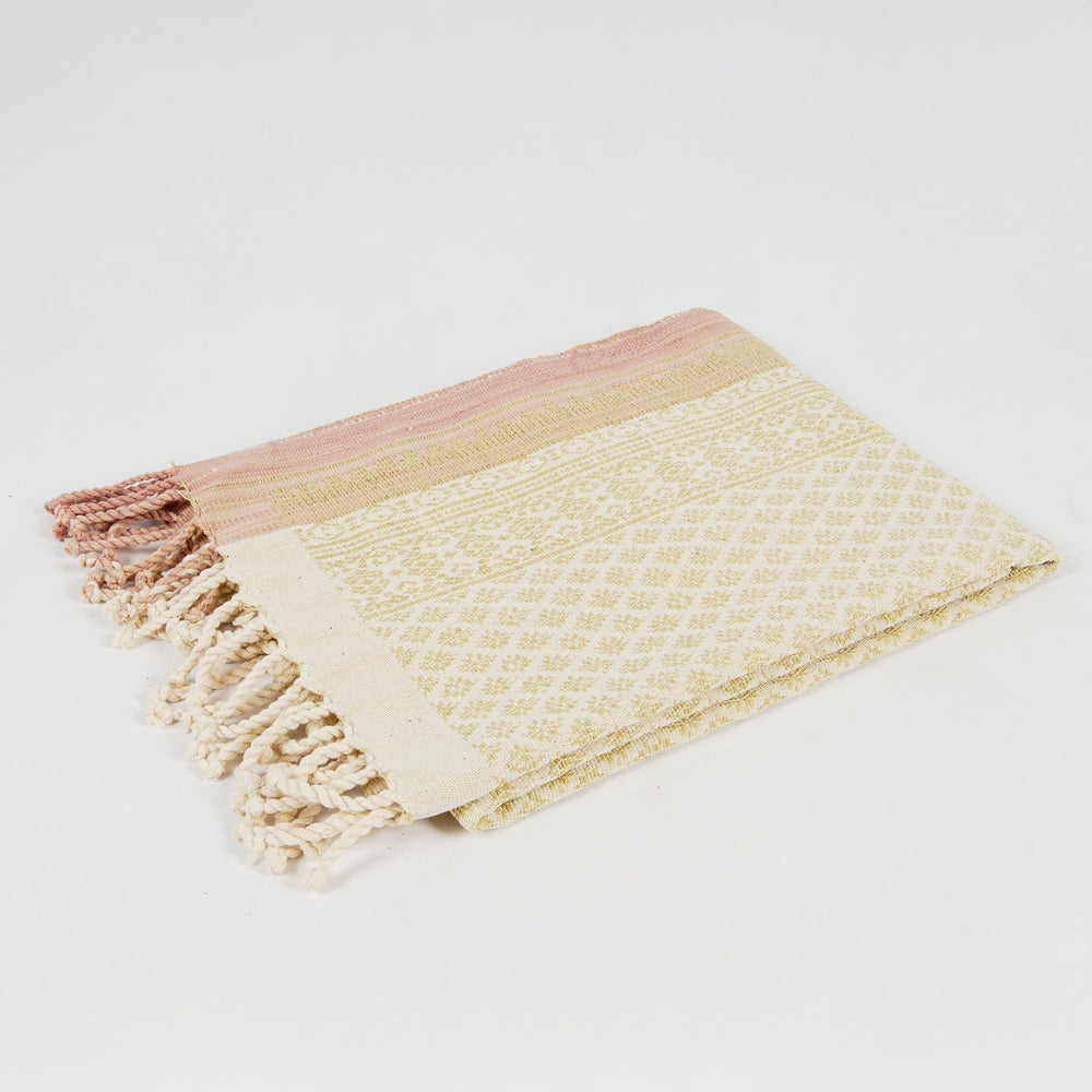 Natural Dyed Handwoven Table Runner in Royal Jasmine Pattern