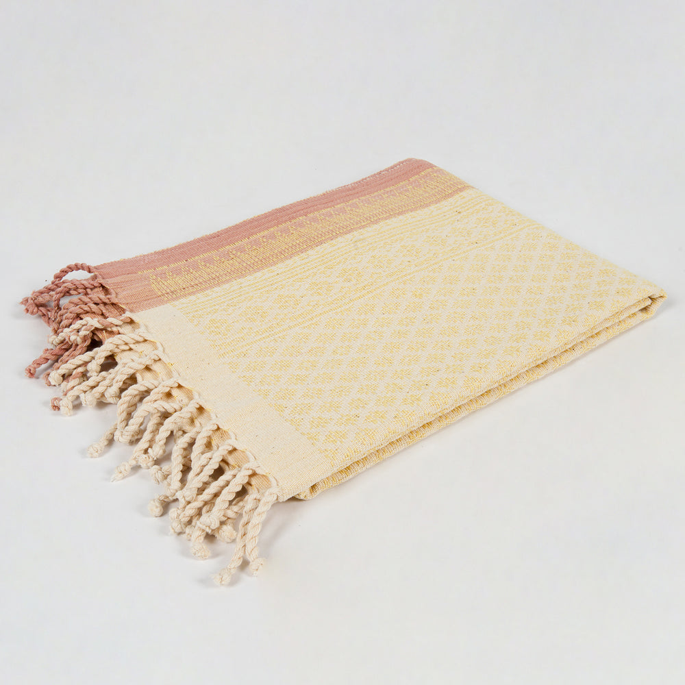 Natural Dyed Handwoven Table Runner in Royal Jasmine Pattern