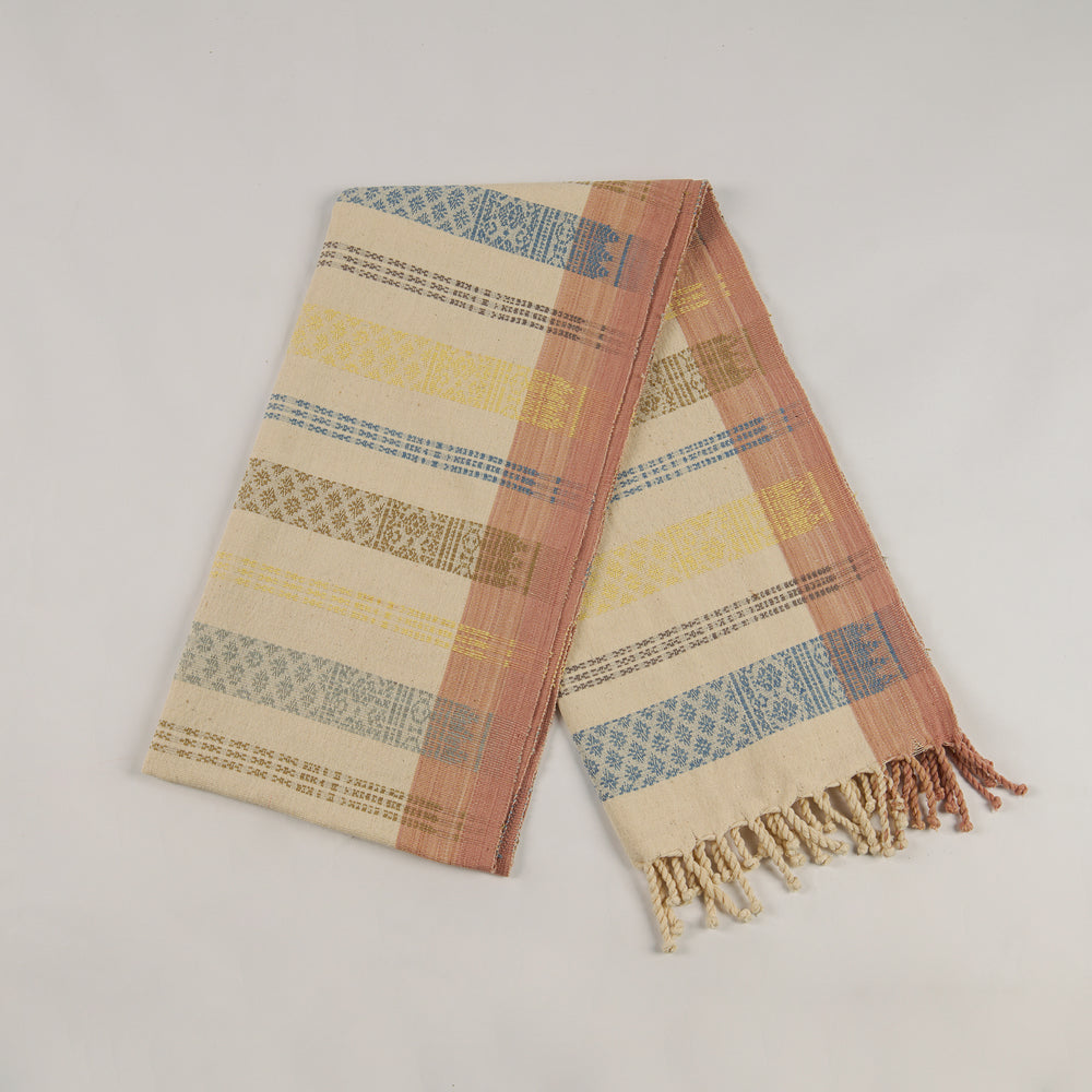 Natural Dyed Handwoven Table Runner in Royal Jasmine Pattern