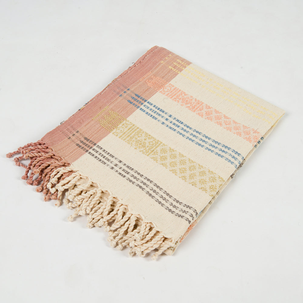 Natural Dyed Handwoven Table Runner in Royal Jasmine and Kanok Pattern