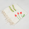 Hand Embroidery Throw with Myanmar Traditional Flowers